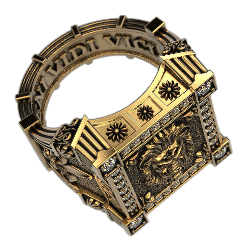 Перстень с бриллиантами Лев CC-595, золото 585 пробы, 22 гр. - купить вВоронеже, цены в интернет-магазине
